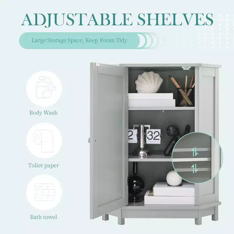 Whisen Modern Triangle Corner Bathroom Storage Cabinet with Adjustable Shelf