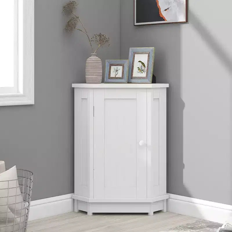 Whisen Modern Triangle Corner Bathroom Storage Cabinet with Adjustable Shelf