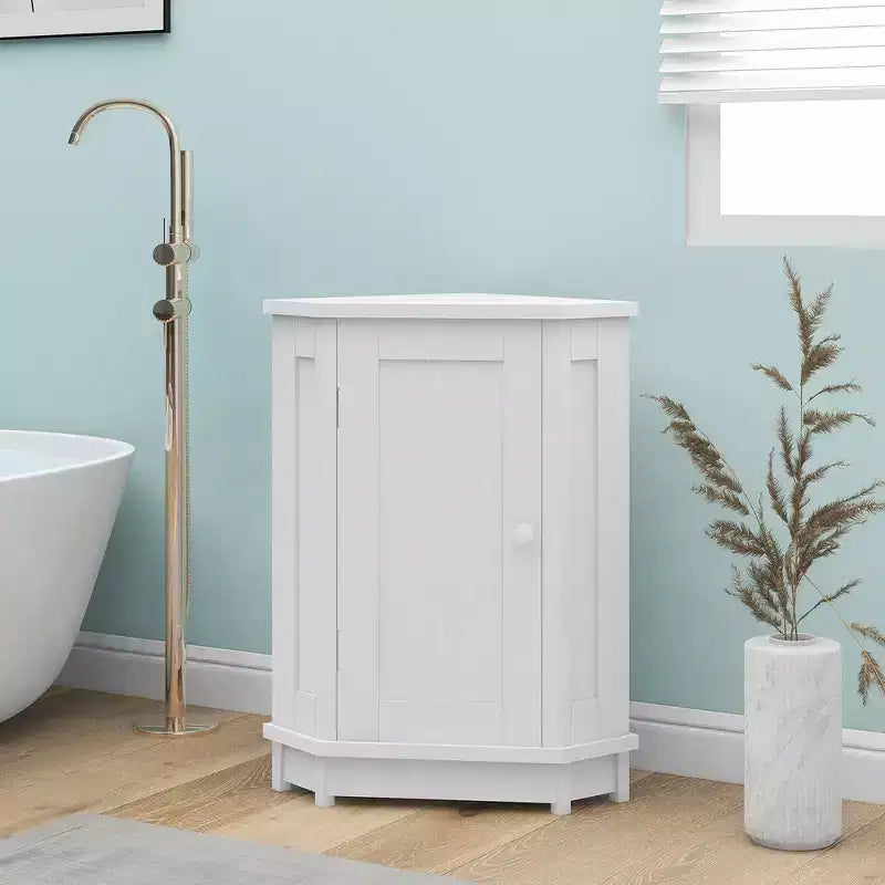 Whisen Modern Triangle Corner Bathroom Storage Cabinet with Adjustable Shelf