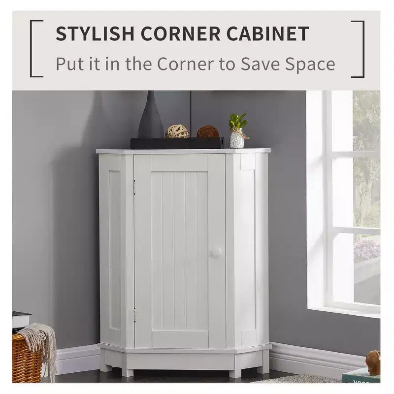 Whisen Modern Triangle Corner Bathroom Storage Cabinet with Adjustable Shelf