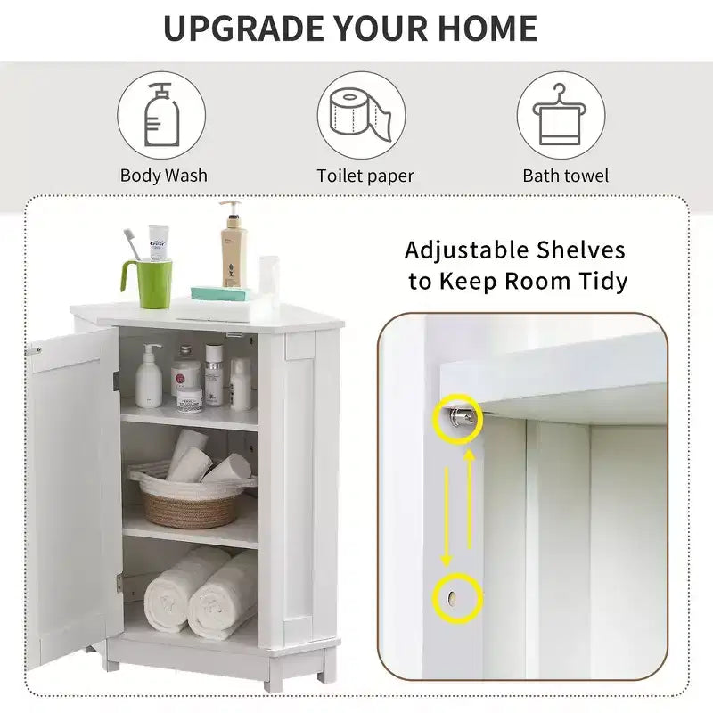 Whisen Modern Triangle Corner Bathroom Storage Cabinet with Adjustable Shelf