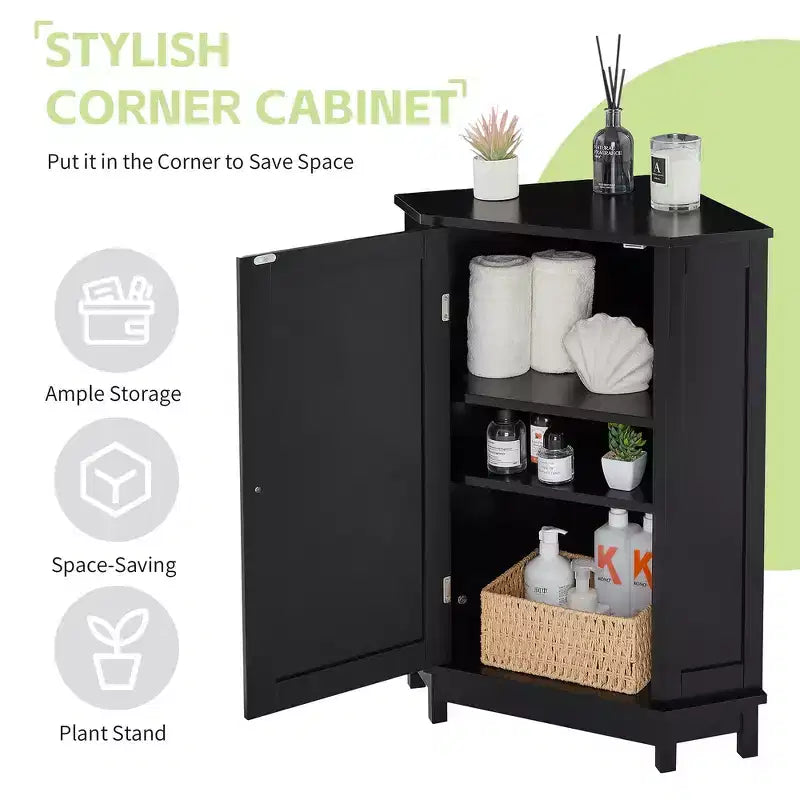 Whisen Modern Triangle Corner Bathroom Storage Cabinet with Adjustable Shelf