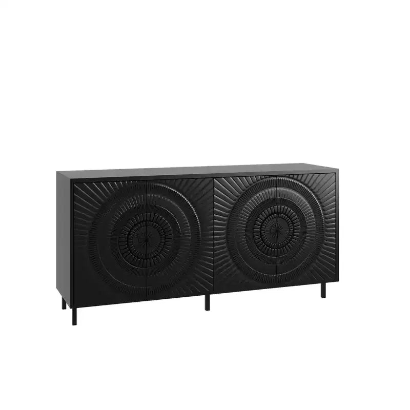 Modern Black Sideboard Buffet Cabinet with StorageCoffee Bar Console for Kitchen and Dining Room Organization