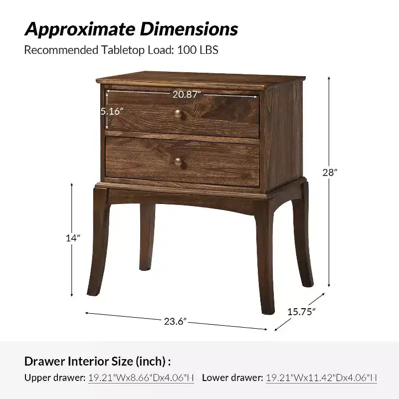 Renata Transitional Solid Wood end table with Built-in Outlet
