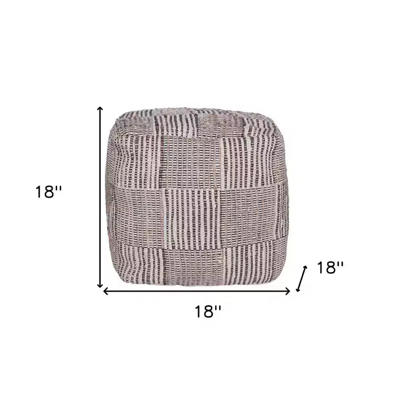 HomeRoots 18 Brown Cotton Cube Geometric Pouf Ottoman