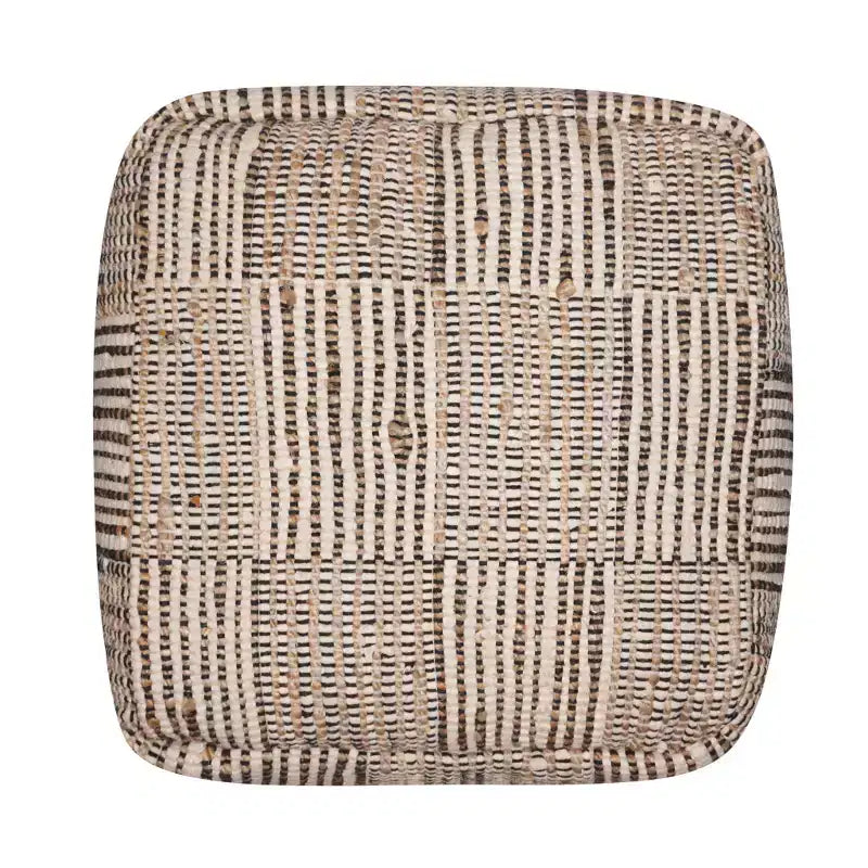 HomeRoots 18 Brown Cotton Cube Geometric Pouf Ottoman