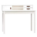vidaXL Desk White Solid pine wood, faux leather (100% polyurethane)