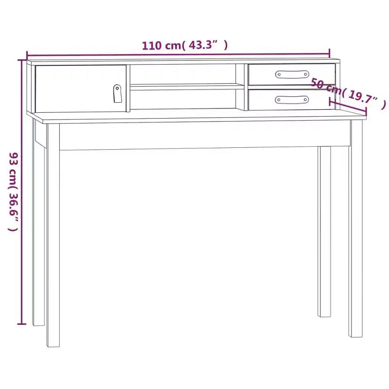 vidaXL Desk White Solid pine wood, faux leather (100% polyurethane)