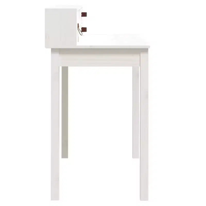 vidaXL Desk White Solid pine wood, faux leather (100% polyurethane)