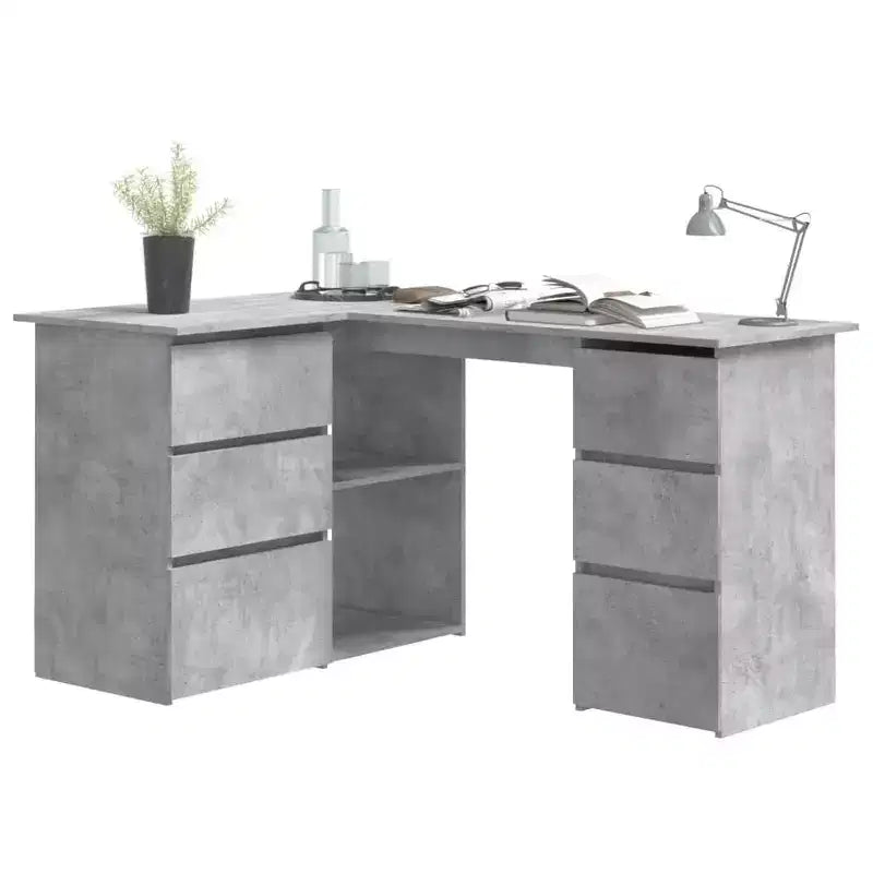 vidaXL Corner Desk Gray Engineered wood Compact Corner Desk
