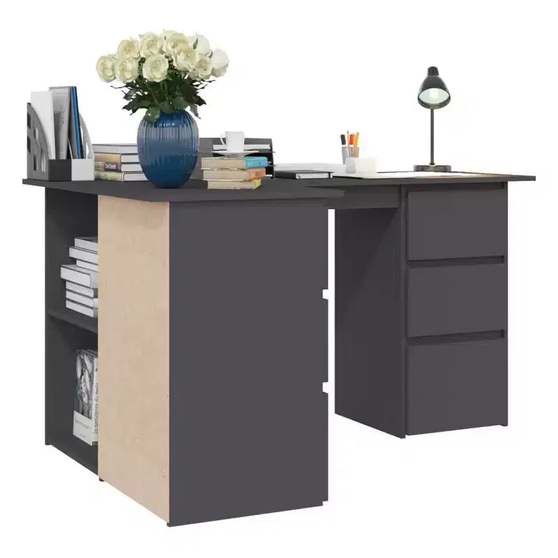 vidaXL Corner Desk Gray Engineered wood Compact Corner Desk