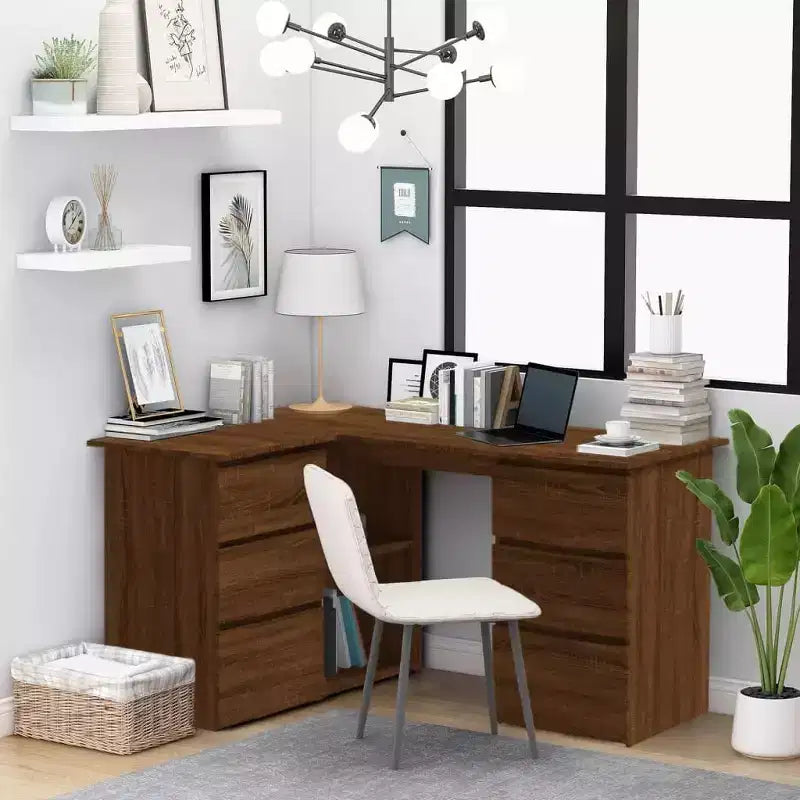 vidaXL Corner Desk Gray Engineered wood Compact Corner Desk