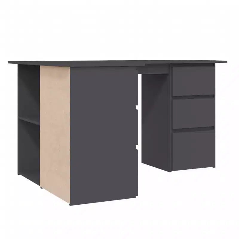 vidaXL Corner Desk Gray Engineered wood Compact Corner Desk