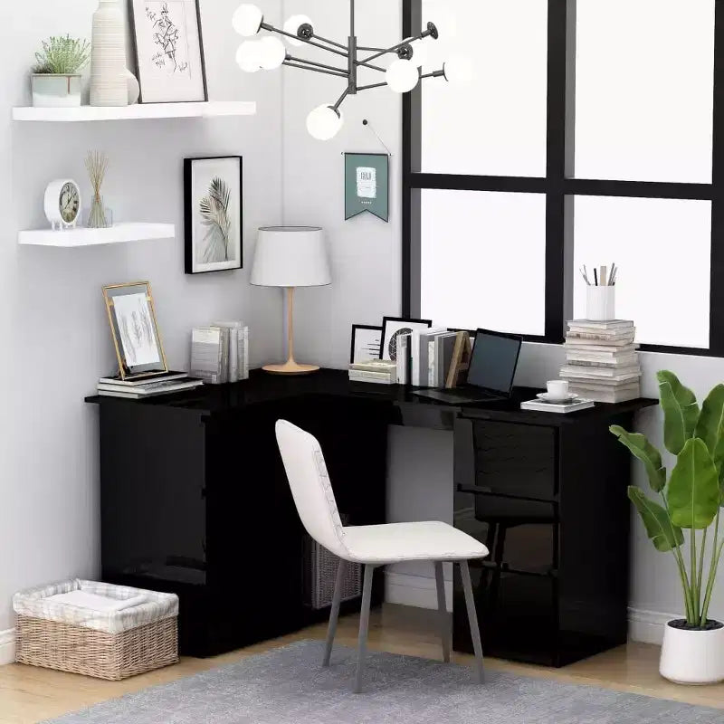 vidaXL Corner Desk Gray Engineered wood Compact Corner Desk