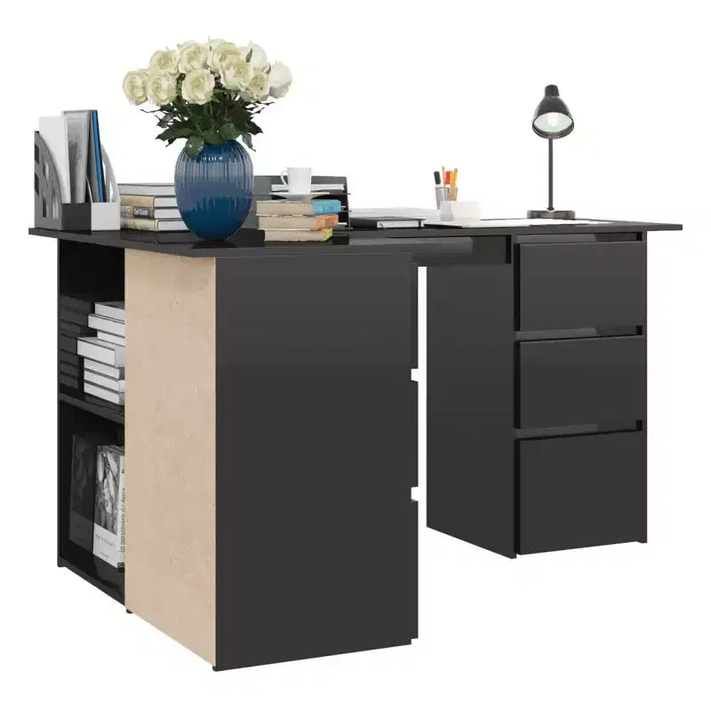 vidaXL Corner Desk Gray Engineered wood Compact Corner Desk