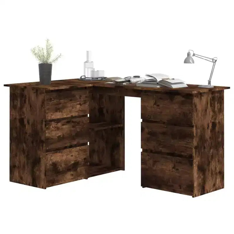 vidaXL Corner Desk Gray Engineered wood Compact Corner Desk