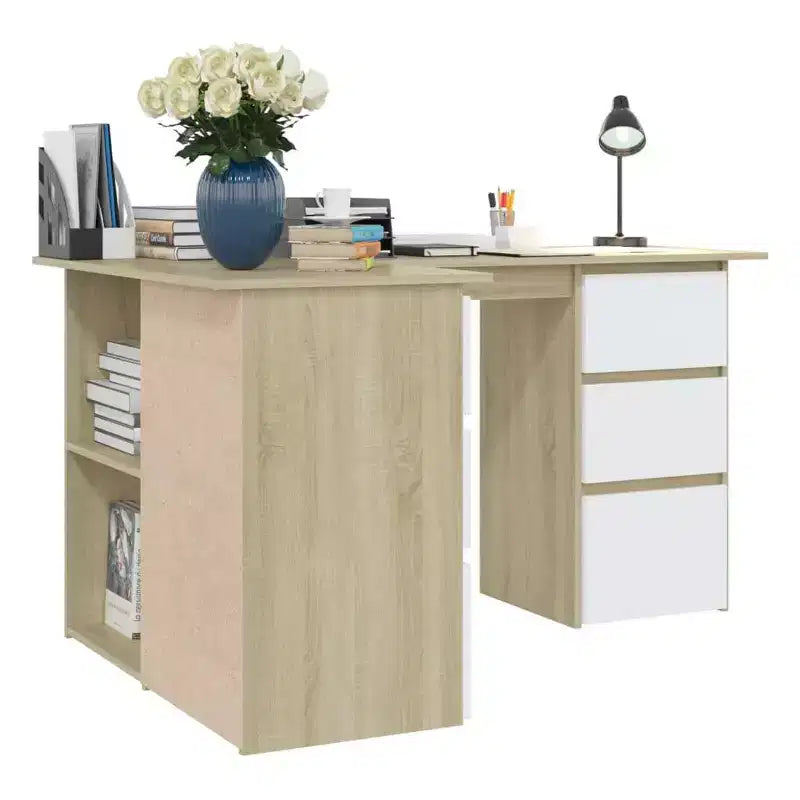 vidaXL Corner Desk Gray Engineered wood Compact Corner Desk