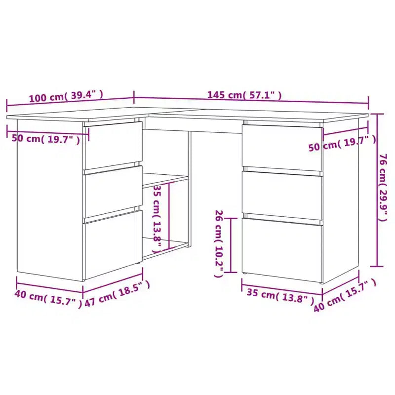 vidaXL Corner Desk Gray Engineered wood Compact Corner Desk