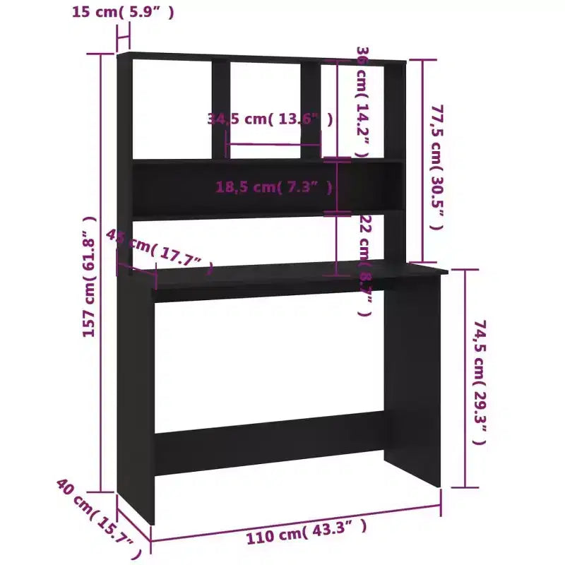 vidaXL Desk Computer Desk Workstation Table for Living Room Engineered Wood