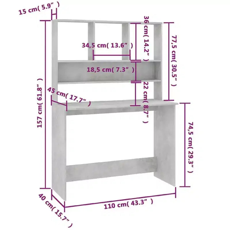 vidaXL Desk Computer Desk Workstation Table for Living Room Engineered Wood