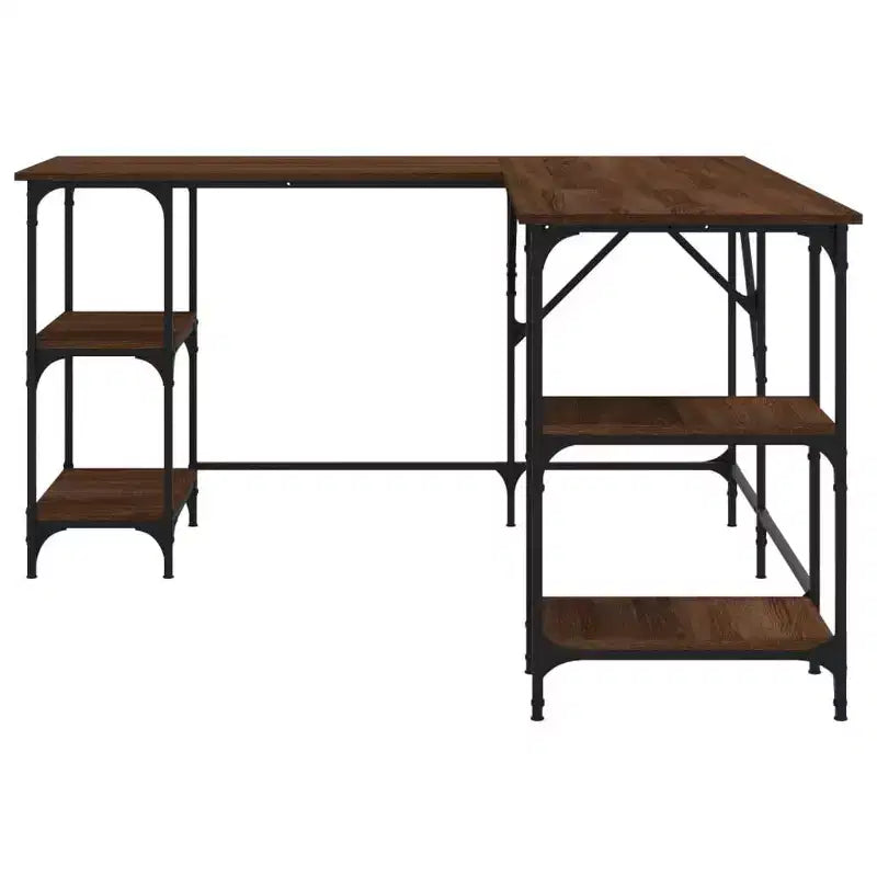 vidaXL Desk Storage L-shape Computer Study Table with Shelves Engineered Wood