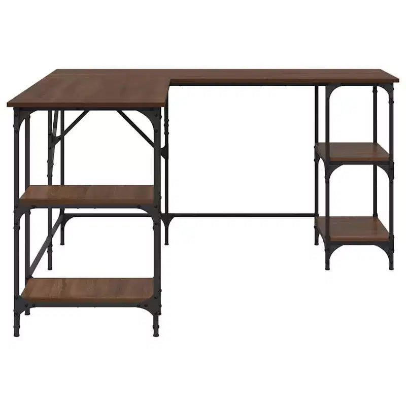 vidaXL Desk Storage L-shape Computer Study Table with Shelves Engineered Wood