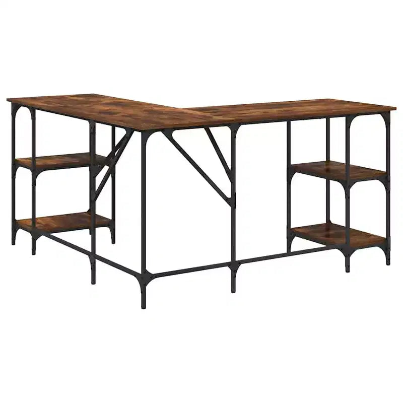 vidaXL Desk Storage L-shape Computer Study Table with Shelves Engineered Wood