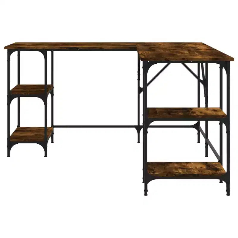 vidaXL Desk Storage L-shape Computer Study Table with Shelves Engineered Wood