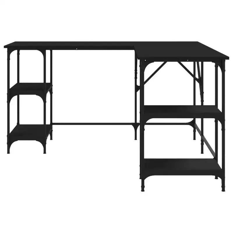 vidaXL Desk Storage L-shape Computer Study Table with Shelves Engineered Wood