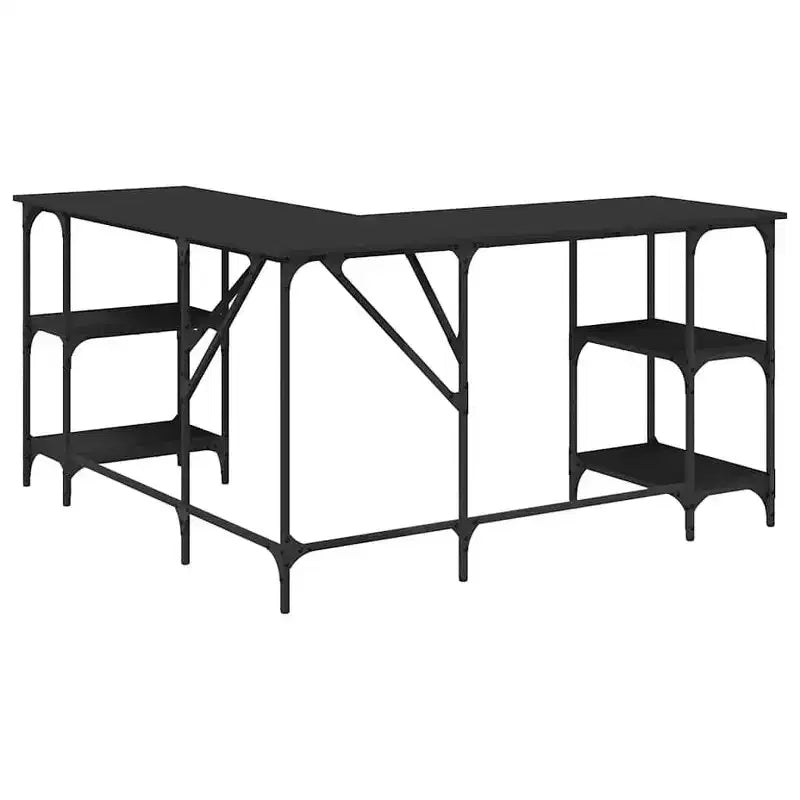 vidaXL Desk Storage L-shape Computer Study Table with Shelves Engineered Wood