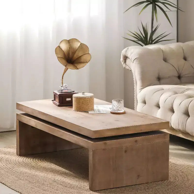 GDFStudio Miri Modern Wooden Coffee Table with Floating Top