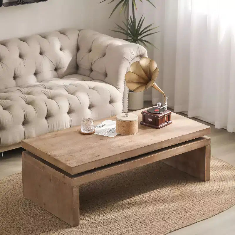 GDFStudio Miri Modern Wooden Coffee Table with Floating Top