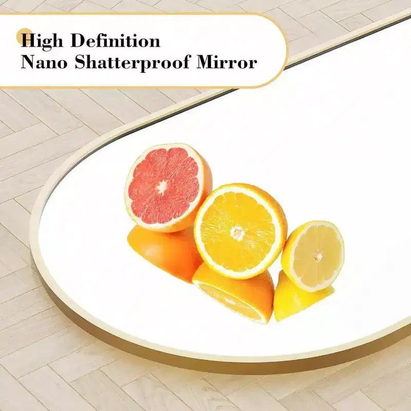 59x16 Gold Arched Mirror - Includes Stand & Thin Aluminum Frame. For Hanging, Leaning, or Standing Use