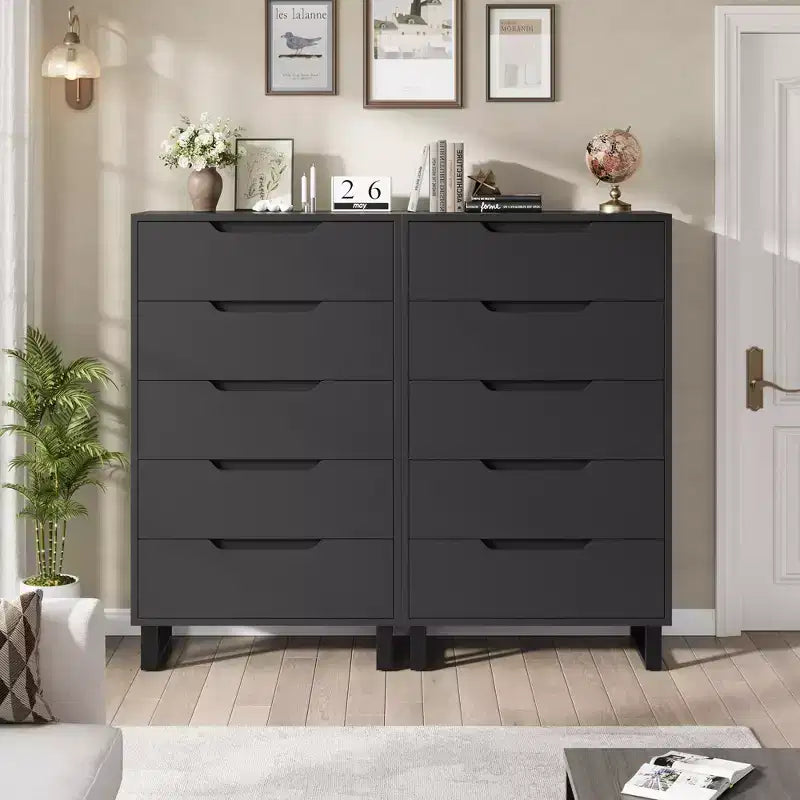 5 Dresser for Bedroom, 50.2 in Tall Dresser, Freestanding Vertical Drawer with Storage, Wooden Closet Chest Storage
