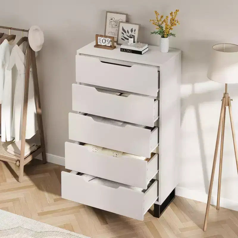 5 Dresser for Bedroom, 50.2 in Tall Dresser, Freestanding Vertical Drawer with Storage, Wooden Closet Chest Storage