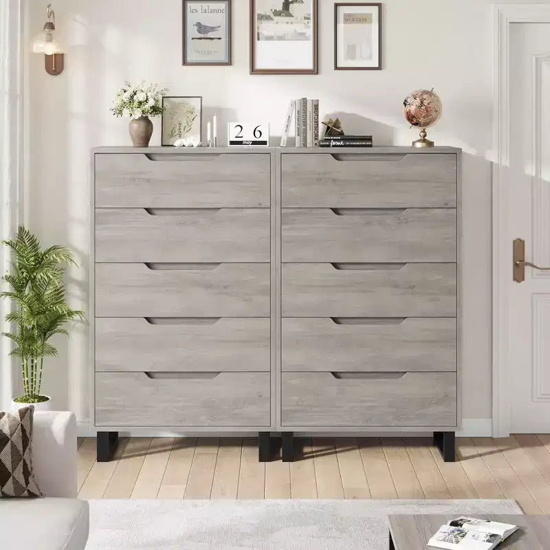 5 Dresser for Bedroom, 50.2 in Tall Dresser, Freestanding Vertical Drawer with Storage, Wooden Closet Chest Storage