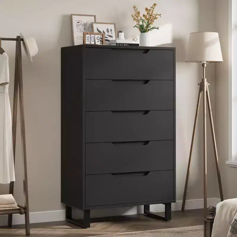 5 Dresser for Bedroom, 50.2 in Tall Dresser, Freestanding Vertical Drawer with Storage, Wooden Closet Chest Storage