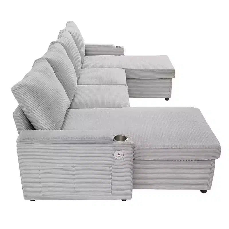 Modular Sectional Sofa Bed with Storage Chaise, U-Shaped Sectional Sleeper Sofa, Modern Cloud Sofa for Living Room or Bedroom-Panipeachy