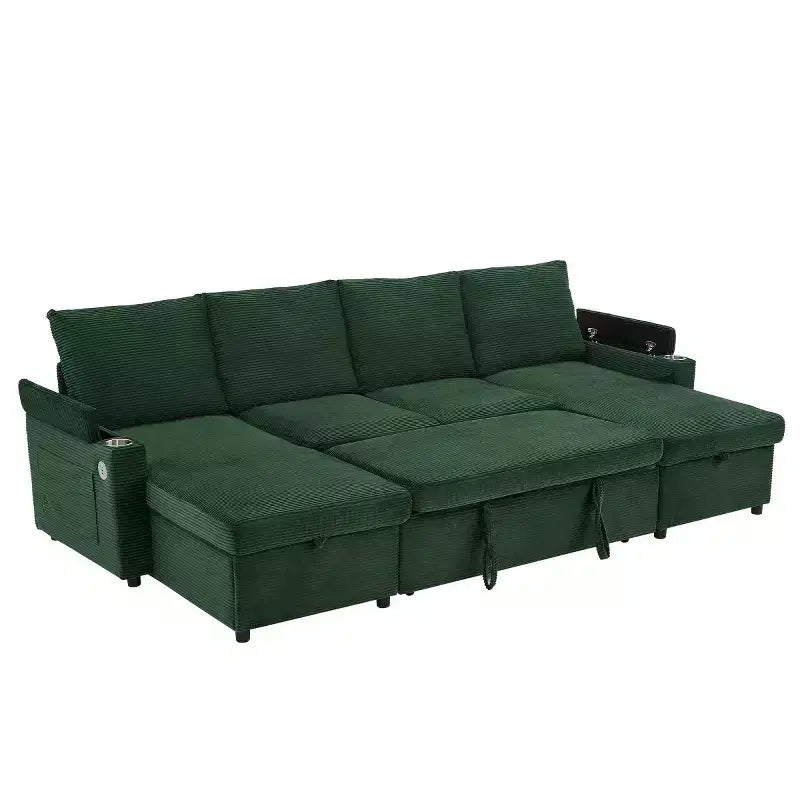 Modular Sectional Sofa Bed with Storage Chaise, U-Shaped Sectional Sleeper Sofa, Modern Cloud Sofa for Living Room or Bedroom-Panipeachy
