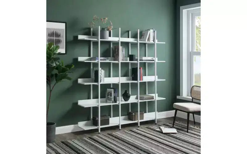 TUYOHW Vintage 5-Tier Dispaly Bookshelves,Large Capacity Open Bookshelf with Anti-falling Device,Metal Frame Bookcases for Living Room,Office