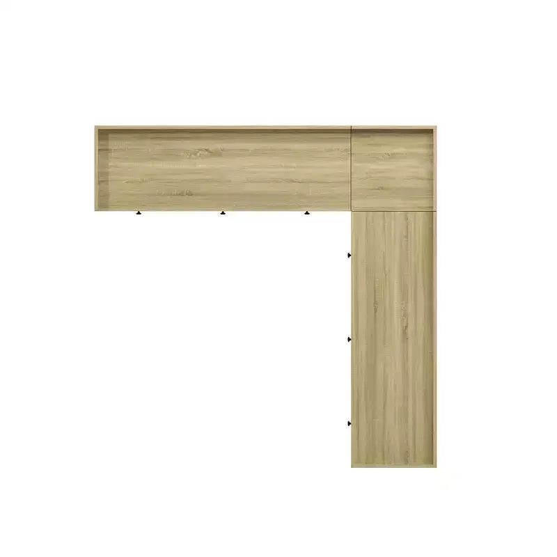Famapy Oak-Effect Corner Storage Bench Shoe Bench  Flip-Top & Cabinet Organizer