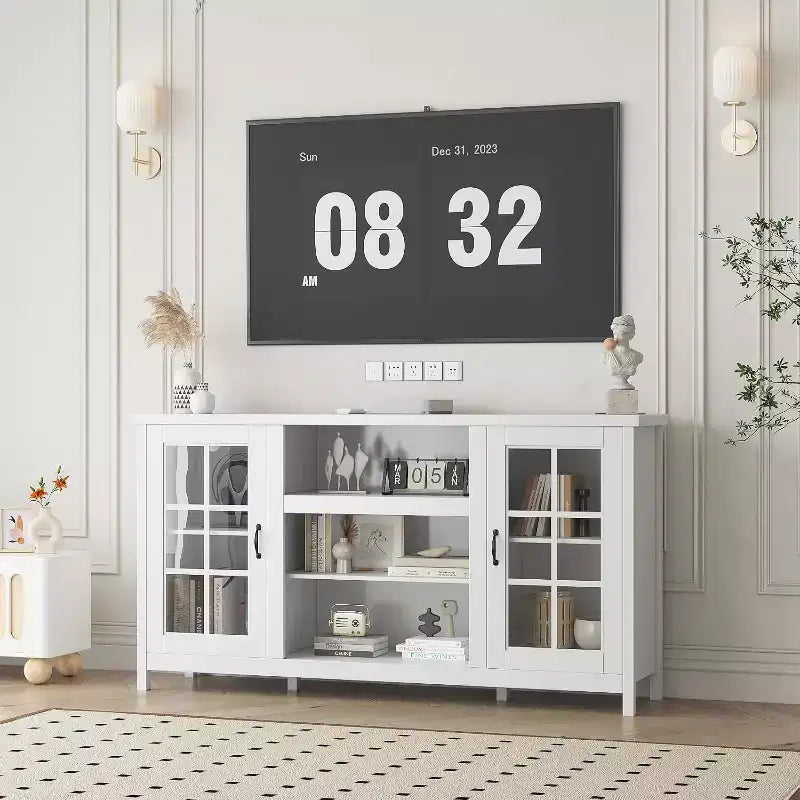 Acekool TV Stand for 65 Inch TVs, 59 Modern Media Console with Storage Cabinets & Power Ports for Living Room or Office