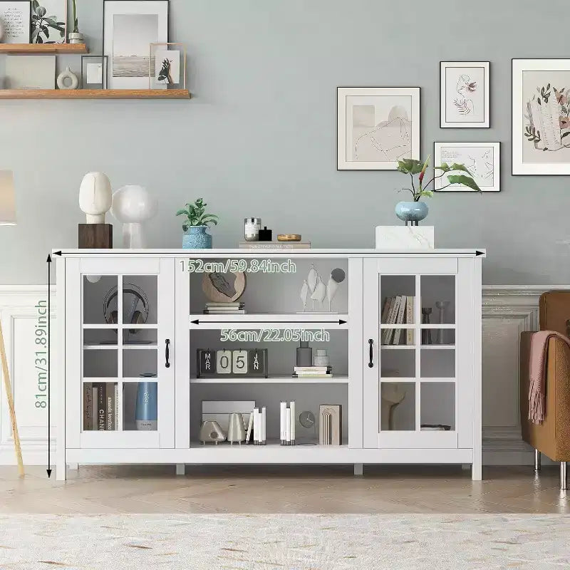 Acekool TV Stand for 65 Inch TVs, 59 Modern Media Console with Storage Cabinets & Power Ports for Living Room or Office
