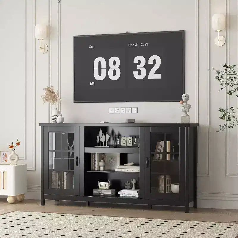 Acekool TV Stand for 65 Inch TVs, 59 Modern Media Console with Storage Cabinets & Power Ports for Living Room or Office