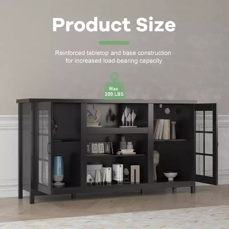 Acekool TV Stand for 65 Inch TVs, 59 Modern Media Console with Storage Cabinets & Power Ports for Living Room or Office