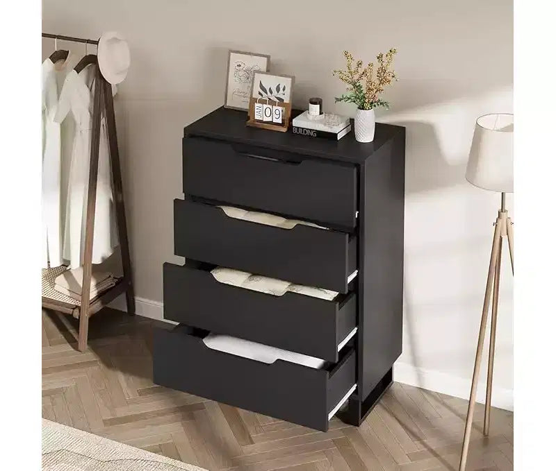 4 Drawer Tall Dresser Vertical Wooden Storage Cabinet with Freestanding Design for Bedroom, Living Room, Hallway, and Entryway