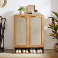 GDFStudio Jorik Farmhouse 31.5 6-Tier Wooden Shoe Cabinet with Rattan Doors