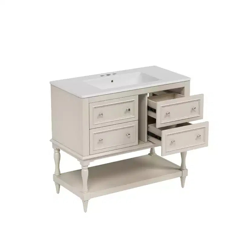 36 Bathroom Vanity with Sink, Bathroom Storage Cabinet with Drawers, Wood Single Sink Bathroom Vanity