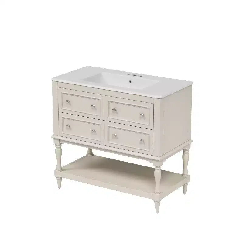 36 Bathroom Vanity with Sink, Bathroom Storage Cabinet with Drawers, Wood Single Sink Bathroom Vanity
