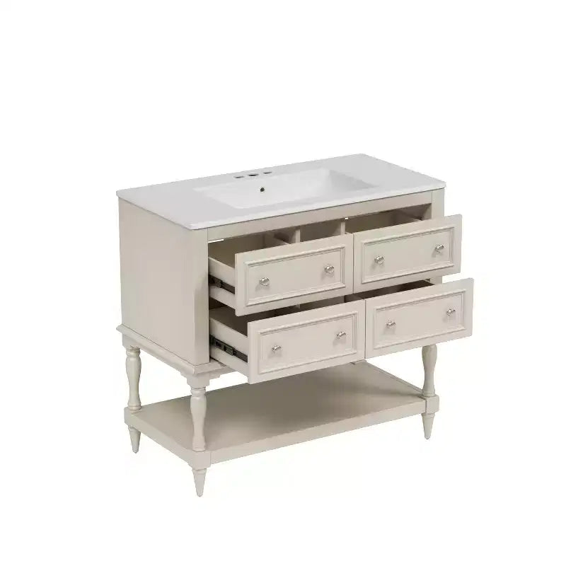 36 Bathroom Vanity with Sink, Bathroom Storage Cabinet with Drawers, Wood Single Sink Bathroom Vanity